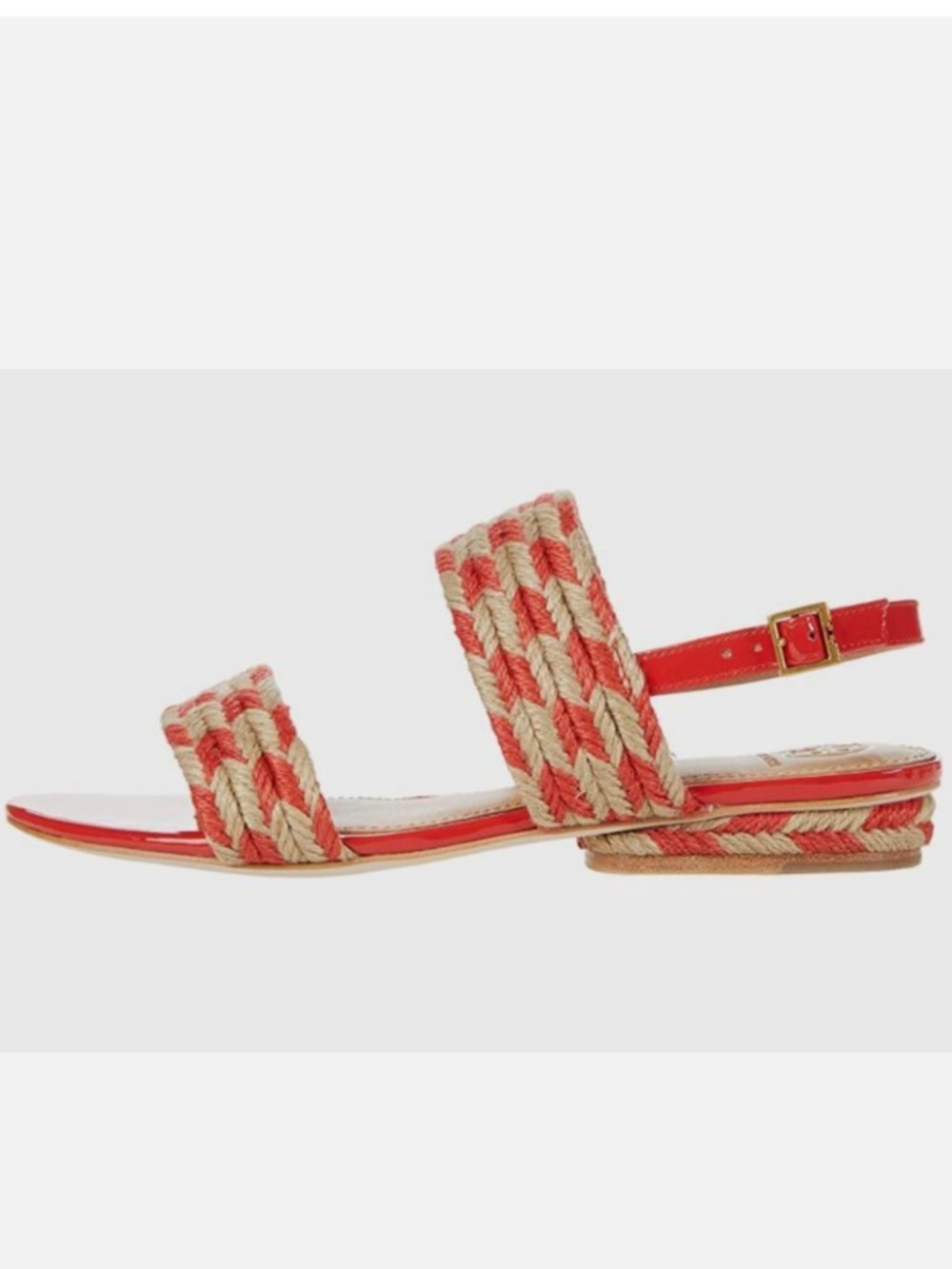 Tory Burch Red and Tan Espadrille Sandals - Picture 7 of 8